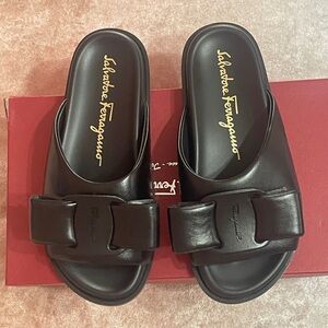 Salvatore Ferragamo Black Leather Sandals